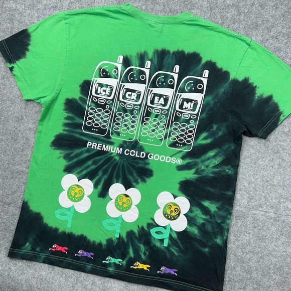 Ice Cream BBC Billionaire Boys Club Shirt Mens XL Green Tie Dye Lets Have Some - Picture 2 of 15